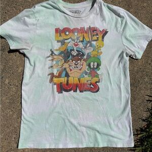 Vintage Warner Bros. Kids Looney Tunes Graphic Tee in Pastel Green Tie-Dye